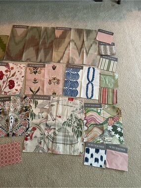 Schumacher Mixed Pastel & Blue Fabric Swatch Collection